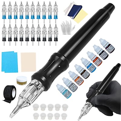 Chiitek Handpoke Manual Tattoo Kit 20PCS Tattoo Cartridge Needles,Tattoo Pen Kit