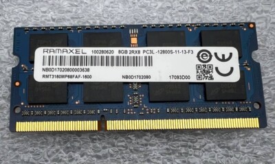 8GB 2Rx8 PC3-12800U 10枚セット Ramaxel 8GB 2Rx8 PC3L-12800S-11-13-F3 DDR3L SODIMM Laptop Memory