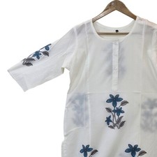 Hand Block Print Kurta S Indian Cotton For Women White Jaipuri Block Print Kurti