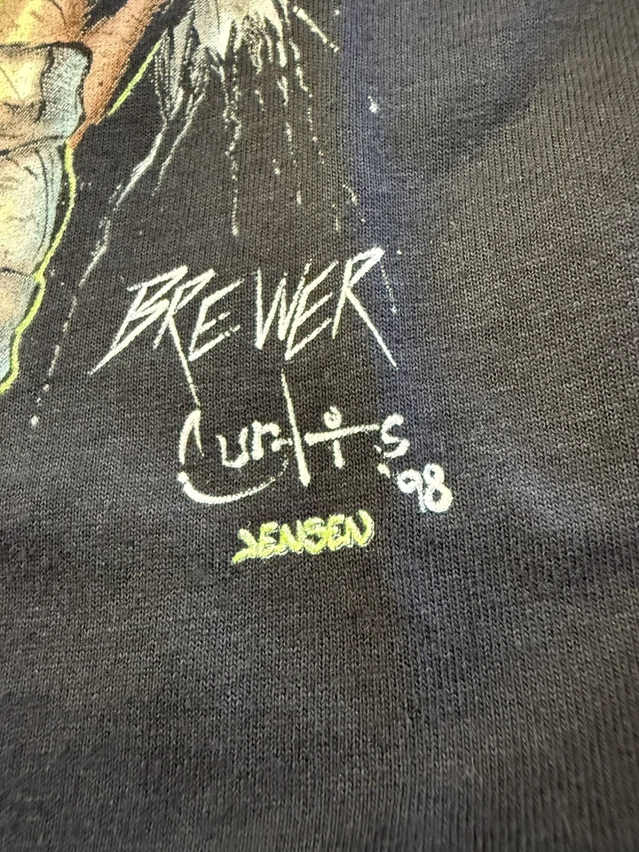 Редкая винтажная футболка Chaos Comics Evil Ernie зеленая светящаяся мужская черная большой ярлык AAA - Изображение 2 из 4