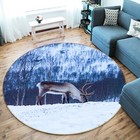 3D Snow Deer C812 Animal Non Slip Rug Mat Round Elegant Carpet Zoe