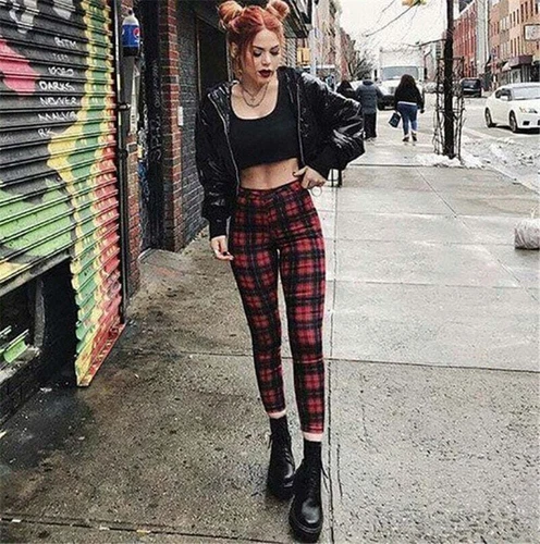Leggings Damen Kariert Tartan Karo Muster Fitness Leggins Sexy Hohe*Elastizität* - Bild 6 von 21