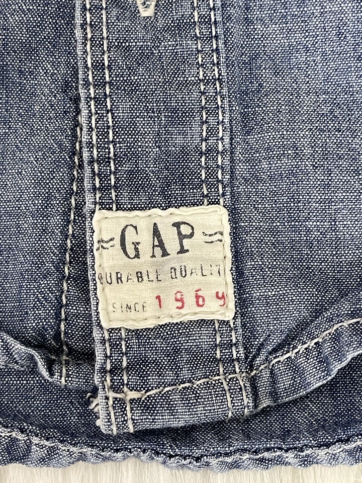 Camisa Baby Gap Niños 12-18 Meses Azul Denim Cambray Abotonada Foto 3 de 4