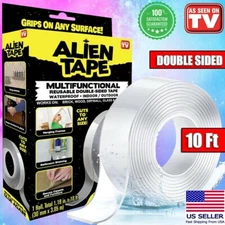 Alien Nano Tape Double Sided Heavy Duty Reusable Adhesive Transparent 3Pk 10'