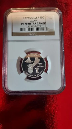 2009 S Silver Proof Quarter Guam Coin NGC PF70 PF 70 Ultra Cameo, Top Pop 4K
