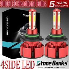 4-Side 9006 LED Headlight Bulb Conversion Kit Low Beam White Super Bright 6500K