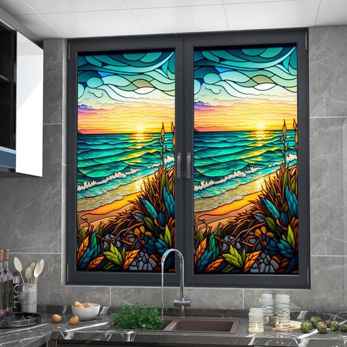 🔥3D Privacy Static Cling Frosted Stained Window Film Flower Birds Glass Sticker - Picture 18 of 83