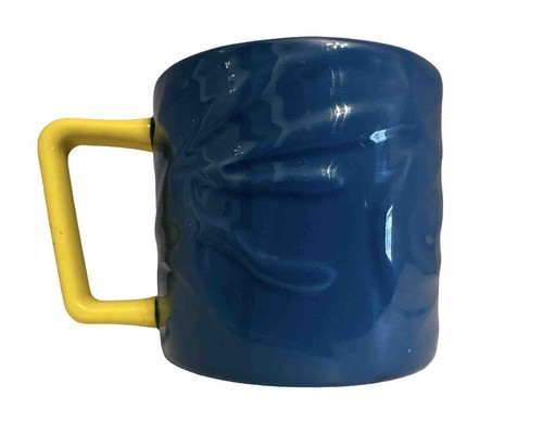 Starbucks Summer 2021 Blue Zebra Ceramic Mug 12 OZ Yellow handle EUC - Picture 2 of 7