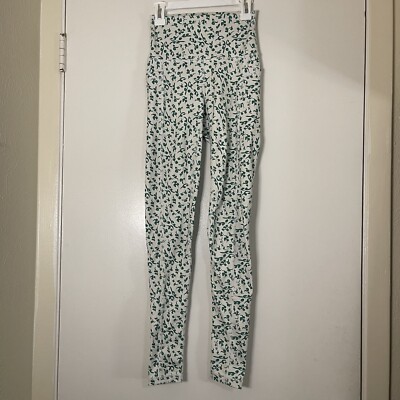 ECHT High waist green floral vines athletic leggings with pockets size XS