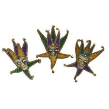 SET OF 3 Jester Venetian style Mardi Gras carnival 6"mask magnets