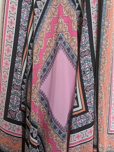 Studio1Sleeveless Maxi Dress~12 Large Woman's Long Maxi Sundress~black & pink - Picture 9 of 11