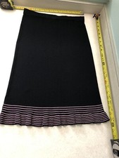 Sag Harbor Black Pleated Pink Trim Elastic Waist Sz PS Skirt NWOT