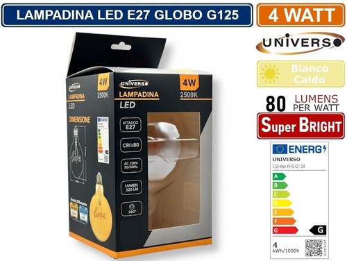 Lámpara E27 Filamento Led Escrito Hope 4W G125-HOPE Vidrio Ámbar 2500k Uni - Imagen 3 de 4