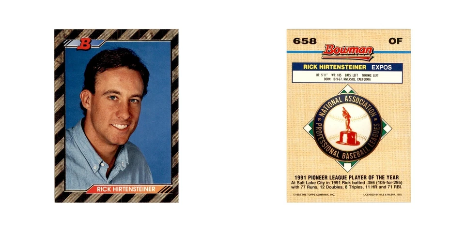 1992 Bowman Rick Hirtensteiner Baseball Cards #658 - Image 3 of 3