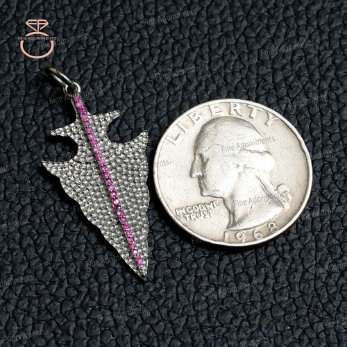 Colgante punta de flecha de piedras preciosas de rubí natural plata de ley 925 flecha encanto joyería - Imagen 5 de 6