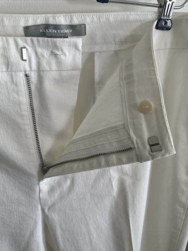 Ellen Tracy White Cotton Blend Wide Leg Pants Size 14 - Picture 5 of 11