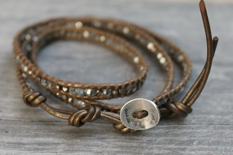 Chan Luu 925 Sterling Silver Brown Leather Hematite Mixed Bead Wrap Bracelet - Image 2 of 4