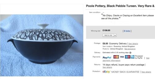 POOLE POTTERY BLACK PEBBLE LIDDED VEGETABLE DISH PERFECT C106 MID-CENTURY TUREEN - Picture 16 of 16