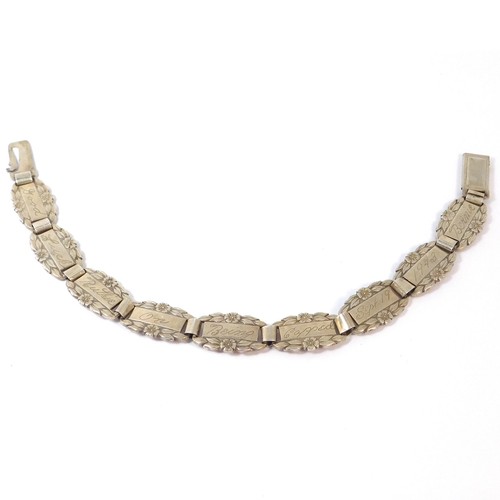 CHARMING STERLING SILVER NURSE CAPPING BRACELET FORGET ME NOT 1940s - Picture 1 of 7