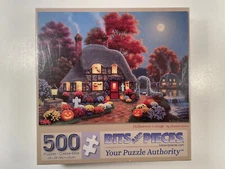 Bits and Pieces Halloween Cottage 500 Piece Puzzle New with Sealed Cellophane