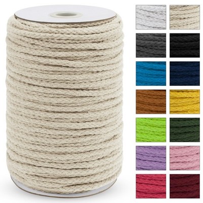 Braided Macrame Cord 5mm x 295ft, Natural 8-Strand Braided Cotton Rope, Color...
