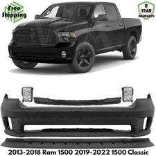 Front Bumper Cover Kit For 2013-2018 Ram 1500 2019-2022 1500 Classic