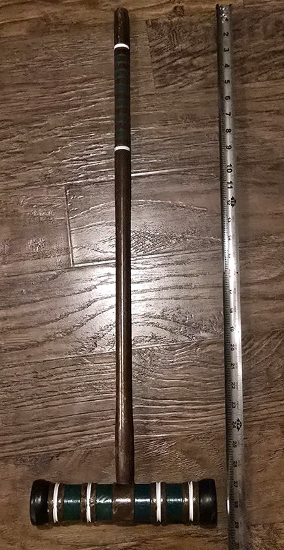 Vintage 29 Inch Green Stripped Wooden Croquet Mallet Replacement 