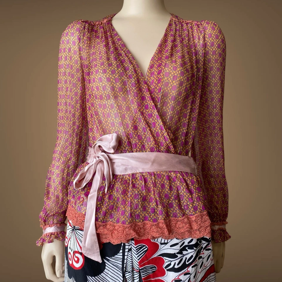 Blusa Dolce&Gabbana D&G De Colección Y2K Malla Seda Talla 40IT S Foto 2 de 4