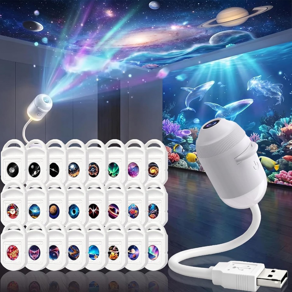 USB Plug and Play HD Star Projector Night Light Galaxy Ocean Ceiling Projector