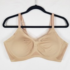 Honey Love Crossover Bra Womens X-Large Wireless Seamless Beige Inserts Stains