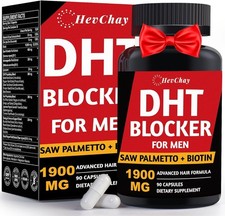 DHT Blocker for Men with Saw Palmetto  Biotin, Hair Growth Supplement, 90 caps