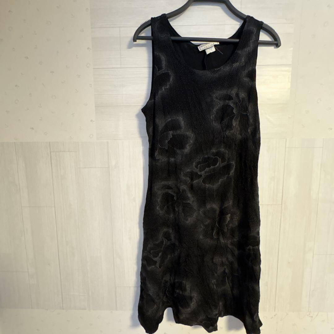 Molly Bracken Flower Dress Womens Size L Sleeveless Black Made in USA