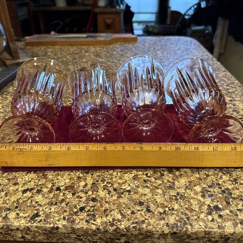 Heavy Vintage Pink Goblet Glass 7.25” Set Of 4 ~EUC ~ - Picture 11 of 14