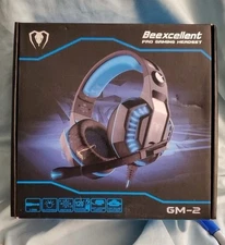 Beexcellent GM-2 Gaming Headset w/ Mic – PS4 Xbox One PC – Blue LED, New