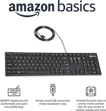 Amazon Basics Wired Keyboard Full-Sized QWERT...