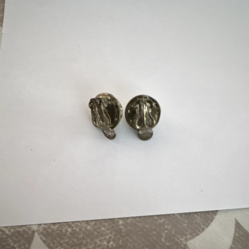 Boucles D’oreilles Puces Clips Alliage Argenté Perle Imitation Strass - Photo 4/4
