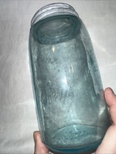 Scarce Antique Fruit Jar Emb. Lockport Mason Quart Size W/ Zinc Lid