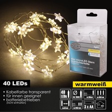 40er Micro LED Stern Drahtlichterkette Batteriekette Lichterkette Deko