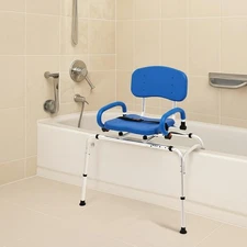 Houseables sliding tub transfer bench with swivel seat for elderly & disabled