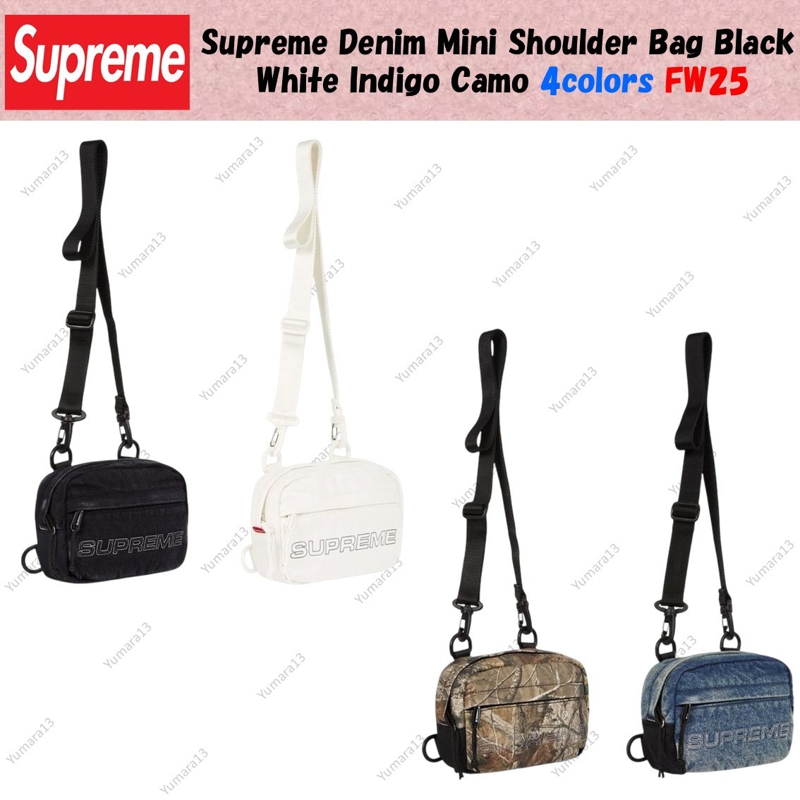 Supreme Denim Mini Shoulder Bag Black White Indigo Camo