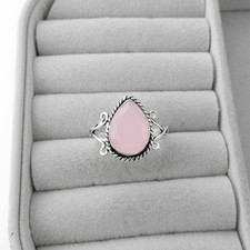 Rose Chalcedony Gemstone 925 Sterling Silver Handmade Jewelry Ring For Wedding