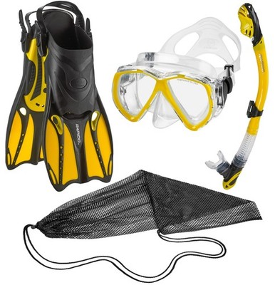 Rapido Mask Fin Snorkel Set, Silicone Snorkel Mask + Dry Snorkel Snorkeling Gear