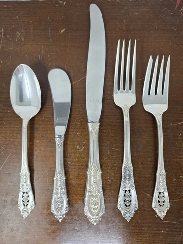 Vintage Wallace Rose Point Sterling Silver 5 Piece Flatware