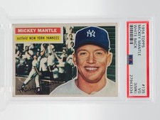 MICKEY MANTLE 1956 TOPPS BASEBALL WHITE BACK MK AUTO #135 YANKEES PSA 3 Q2620