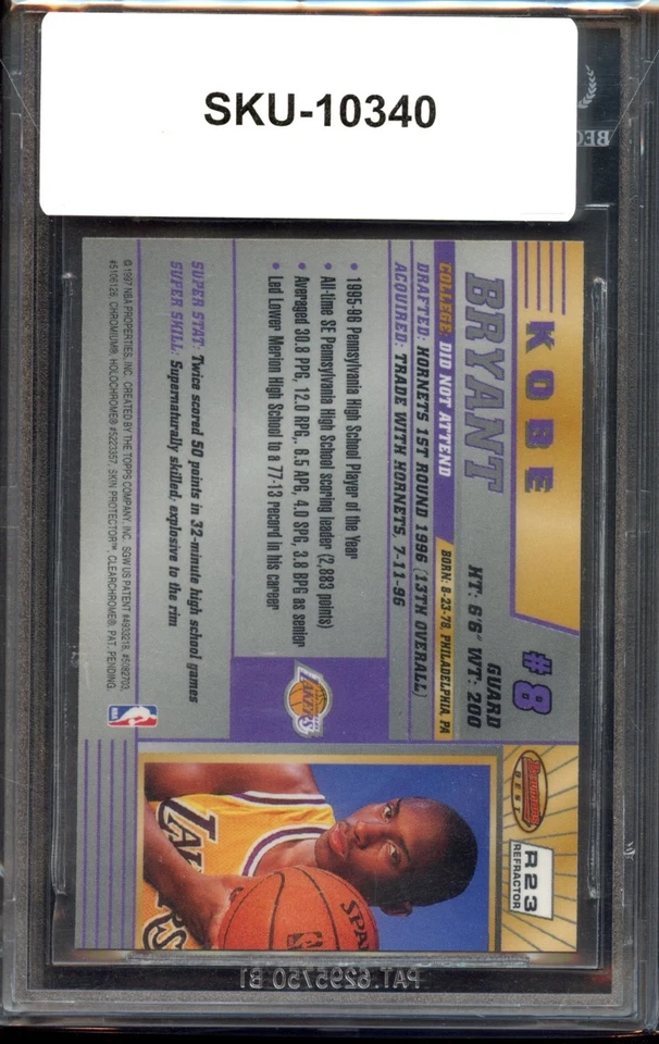 1996-97 年 Bowman's Best Kobe Bryant - 折射器 RC #R23 - BGS 9 完好 — 第 2/2 张图片