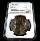 1881 O Morgan Dollar $1 - NGC MS62 - The Most Unique Toner  ++COLORS++