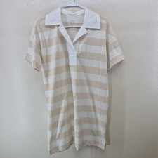 Everlane Organic Cotton Polo Dress Womens Small Neutral Striped Short Sleeve