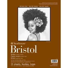 Strathmore 400 Series Bristol Pad 2 Ply Smooth 11"X14"-Tape Bound,15 Sheets - 5A