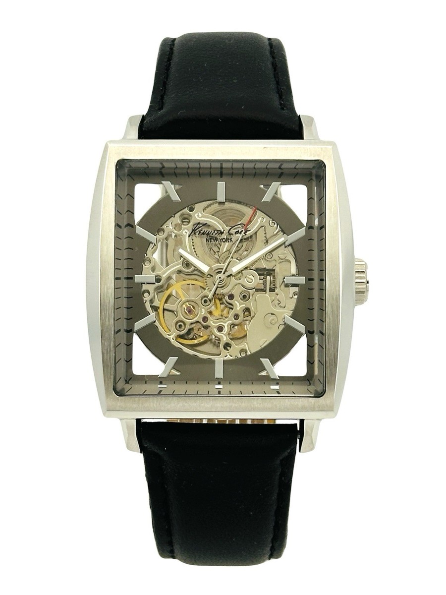 Kenneth Cole KC1721 Men's Automatic Skeleton Black Leather Dress