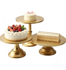3Pieces Gold Metal Cake Stand Set,8/10/12 Inch Round Cupcake Display Stands